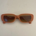 Vintage rectangle sunglasses in matte orange finish with dark brown lenses for women - Sand Orange Frame Tea Lens