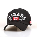 Black cotton baseball cap with Canada 1867 3D embroidery and flag detail - M / Black