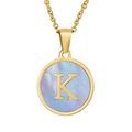 Golden necklace with letter K on a mother of pearl pendant for a stylish look - Gold Letter K (With Chain)