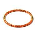 5mm geometric bangle with bright orange glaze and gold-plated stainless steel sections - Orange
