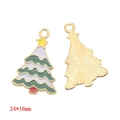 Christmas tree enamel pendant charm 24x16mm in green and gold for DIY jewelry making - Snowflake Christmas Tree (A3-105)