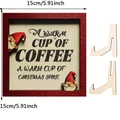 Square wooden Christmas coffee sign featuring gnomes and red border, 5.91 inch size - Style B / Christmas Red
