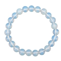 Elastic beaded bracelet with light blue translucent opal glass round beads jewelry - Opalite