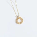 Multi-layer gold necklace with hollow round pendant and sparkling white zircon stones - Hollow Circle with Full Zirconia (XL3254-3)