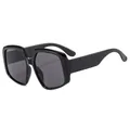 Oversized irregular geometric sunglasses with thick black frames and dark grey lenses - Glossy Black Frame Gray Lens (C1)