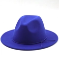 Detailed close-up of the royal blue wool fedora hat with a decorative cord accent - L(58-60cm) / Royal Blue