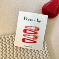 Set of 4 cute snap hair clips in red and pink floral patterns on display card - Style 1-Red Floral
