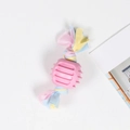 Rosa Hundekauspielzeug in Süßigkeitenform mit bunten Baumwollseilen für die Zahnpflege - Gepunktetes Süßigkeits-Zahnspielzeug / 17cm (55g) / Rosa