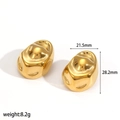 Irregular textured gold stainless steel stud earrings measuring 28.2mm by 21.5mm - Gold Irregular Folded Style (TE60351-G)