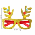Sparkly reindeer Christmas glasses with gold glitter frame and colorful plush balls - Gold Antler