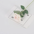 Elegant single pink velvet rose with realistic green leaves for wedding floral decor - Champagne (Small Velvet)