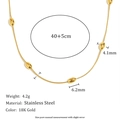 Collier chaîne fine en acier inoxydable doré 18K avec perles ovales et dimensions - Style Perle d'Or Ovale (Or-6)