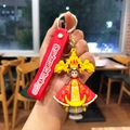 Porte-clés religieux en silicone rouge avec figurine de la Vierge de San Juan de los Lagos - Rouge
