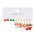 5-pair Christmas earring set with reindeer, snowman, and tree charms in festive colors - Style 02 Christmas Set-5 Pairs (Snowman/Reindeer/Socks)