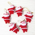 Set of 6 small red flocked Santa Claus ornaments for Christmas tree decoration - Set of 6 / Red