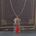 Ghost in a bottle necklace with silver chain and a cute red spirit charm inside - Red Necklace