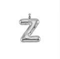 Polished silver stainless steel bubble letter Z pendant with a 3D rounded metal finish - Letter Z-Pendant Only / Silver