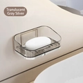 Wall-mounted double-layer soap holder in translucent grey with silver metallic trim - Translucent Grey Silver