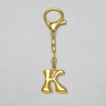 Golden 3D bubble letter K keychain with 18k gold plating for bag and purse decoration - Letter K