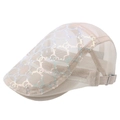 Cappello a becco d'anatra in mesh beige con paillettes e fibbia regolabile - Cachi