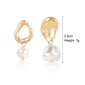Gold asymmetrical baroque pearl earrings with irregular geometric studs, length 3.5cm - 1030402301 Lava Texture Pearl
