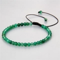 Adjustable woven bracelet featuring translucent green agate beads in a 4mm minimalist style - Green Agate