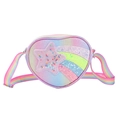 Rainbow heart-shaped girls shoulder bag with glitter star and sequin rainbow stripes - Pink Multicolor