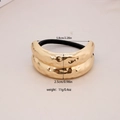 Golden hammer-textured metal bow hair tie with high elastic band for elegant styling - #14-Wide Hammered Edge