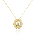 Detalle de collar chapado en oro de 18K con gema azul y colgante de circonita - Virgen María Azul (Estilo 1)