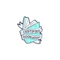 Enamel pin badge featuring a mint green book design with Certified Bookworm text - Certified Bookworm