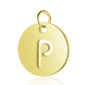 Pendentif rond ajouré lettre P en acier titane doré pour création de bijoux DIY - Or Lettre Creuse P (T514G-P)