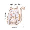 Schattige witte emaille kattenbroche met Cat Lady tekst en roze hartje voor dames - Witte Kat Stijl (XZ1245)