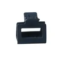 Detailed close-up of a matte dark grey square hair claw clip with a strong metal spring - Navy Blue