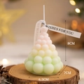 Pink, yellow and green gradient Christmas tree candle with globe stack design on wood base - Small / Peach Summer