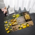 Absorberende flanellen vloermat met levendig geel citroen collage print patroon - 40x60cm / Citroen Collage