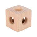 Baby wooden rattle cube with round holes and internal bell for sensory grasping - Cube Bell Rattle