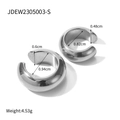 Polished silver stainless steel ear cuffs set with detailed size and weight specs - Silver Simple Style (JDEW2305003-S)