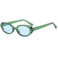 Gafas de sol ovaladas retro con montura verde transparente y cristales azul claro - Verde Transparente