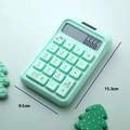 Mint green transparent calculator with large buttons and cute frog pattern design - Fruit Green 859b