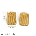 Vintage 18k vergoldete Edelstahl-Ohrringe in Rechteckform mit vertikaler Rippenstruktur - Gold (TE60163-G)