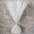 Nordic white artificial pampas grass bouquet in a matte ceramic vase for home decor - Milk White