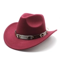 Detail of dark red wool felt cowboy hat with metallic rivets and decorative band - M (56-58cm) / Burgundy
