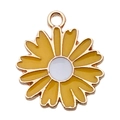 Yellow flower enamel pendant with gold metal trim for DIY jewelry making and crafts - 1pc Yellow Enamel Chrysanthemum 16x18mm