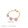 Verstellbarer 18k vergoldeter Ring mit violettem Blumen-Design aus Perlen - Rosa-Lila