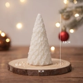 Handcrafted white Christmas tree scented candle with realistic leaf texture 9.5cm height - White Weeping Pine Christmas Tree (Tuberose) / 5x9.5cm