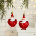 Set of two red plastic Santa ornaments for Christmas tree with glitter details and gold cap - Santa Claus Style C (Set of 2)