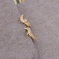 Primer plano de pendientes de aro de luna dorados con micro pavé de circonitas brillantes - Estilo Luna (3#)