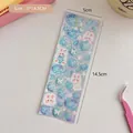 Blauw-paarse glitter konijnensticker met vlinders en bubbels, afmeting 5x14,5 cm - 18# Blauwe Bellen Serie