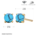 Detail view of S925 sterling silver turquoise stud earrings with 5A zircon inlay - 925 Silver 18K Gold Plated - Turquoise