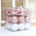 Set di palline di Natale rosa e bianche con fiocchi e paillette in scatola regalo - Serie Rosa 7cm-Set di Forme Irregolari